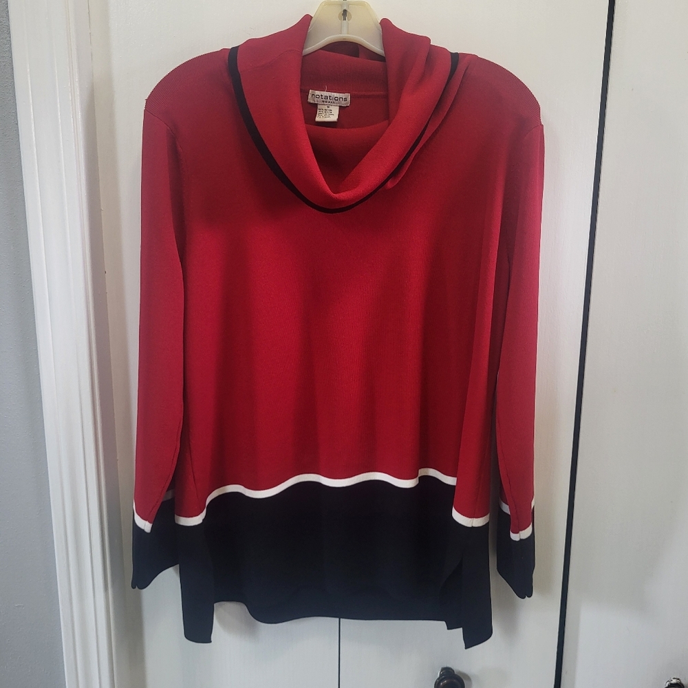 Womens Notations Pullover Cowl Neck Top. Size 1X.
